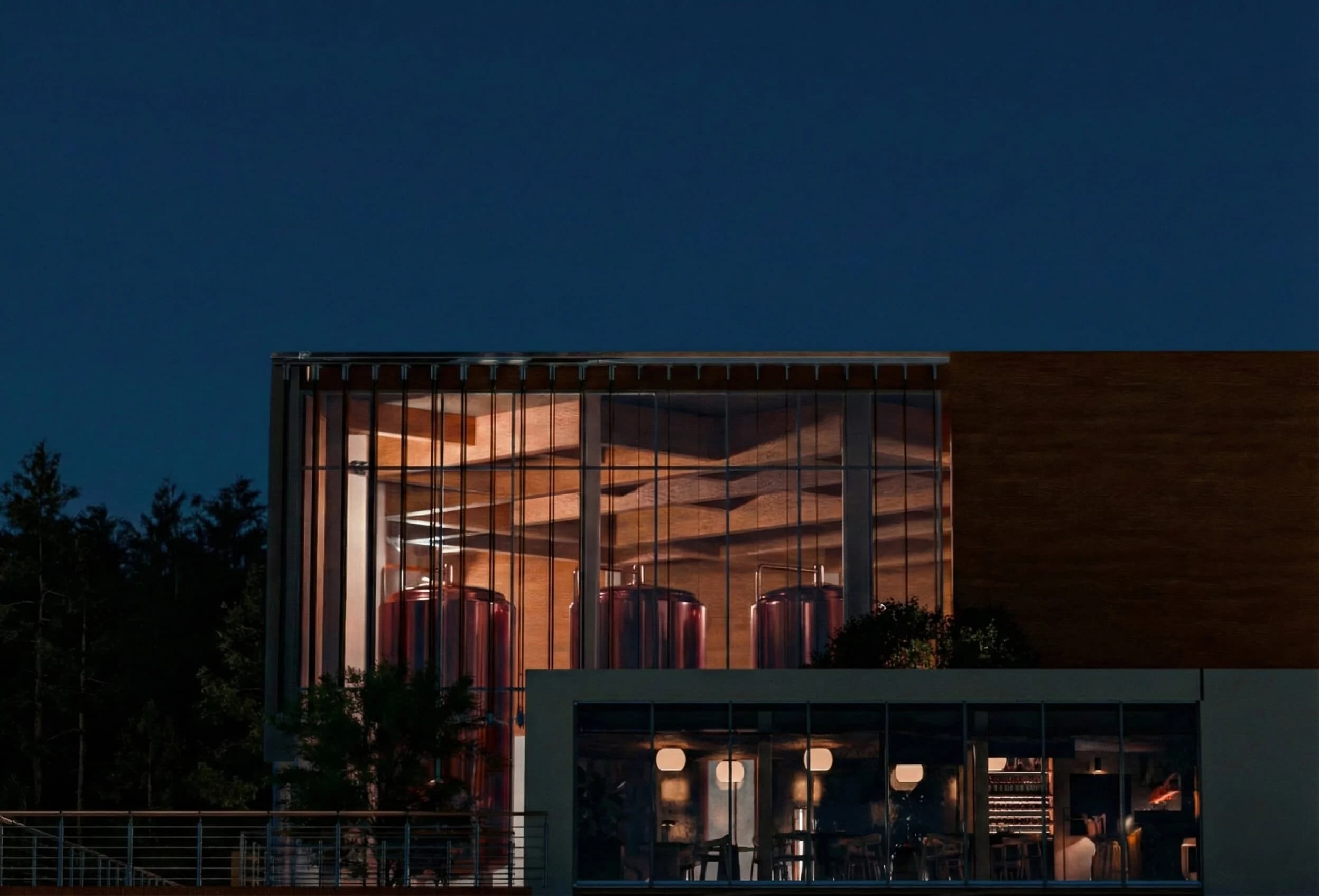 Brewery+ architectural section and design study by Ivan Tam