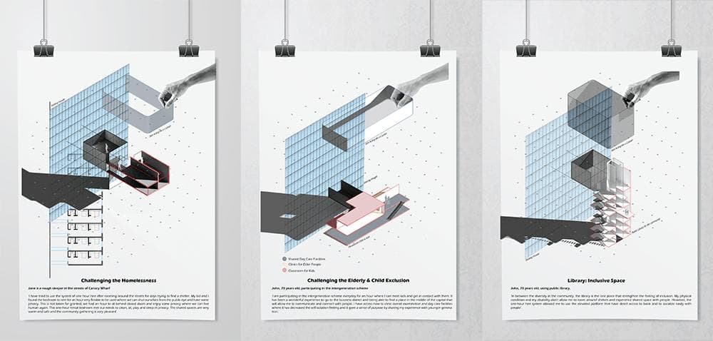 Project poster image for Iman Keaik inclusive spaces in Canary Wharf thesis