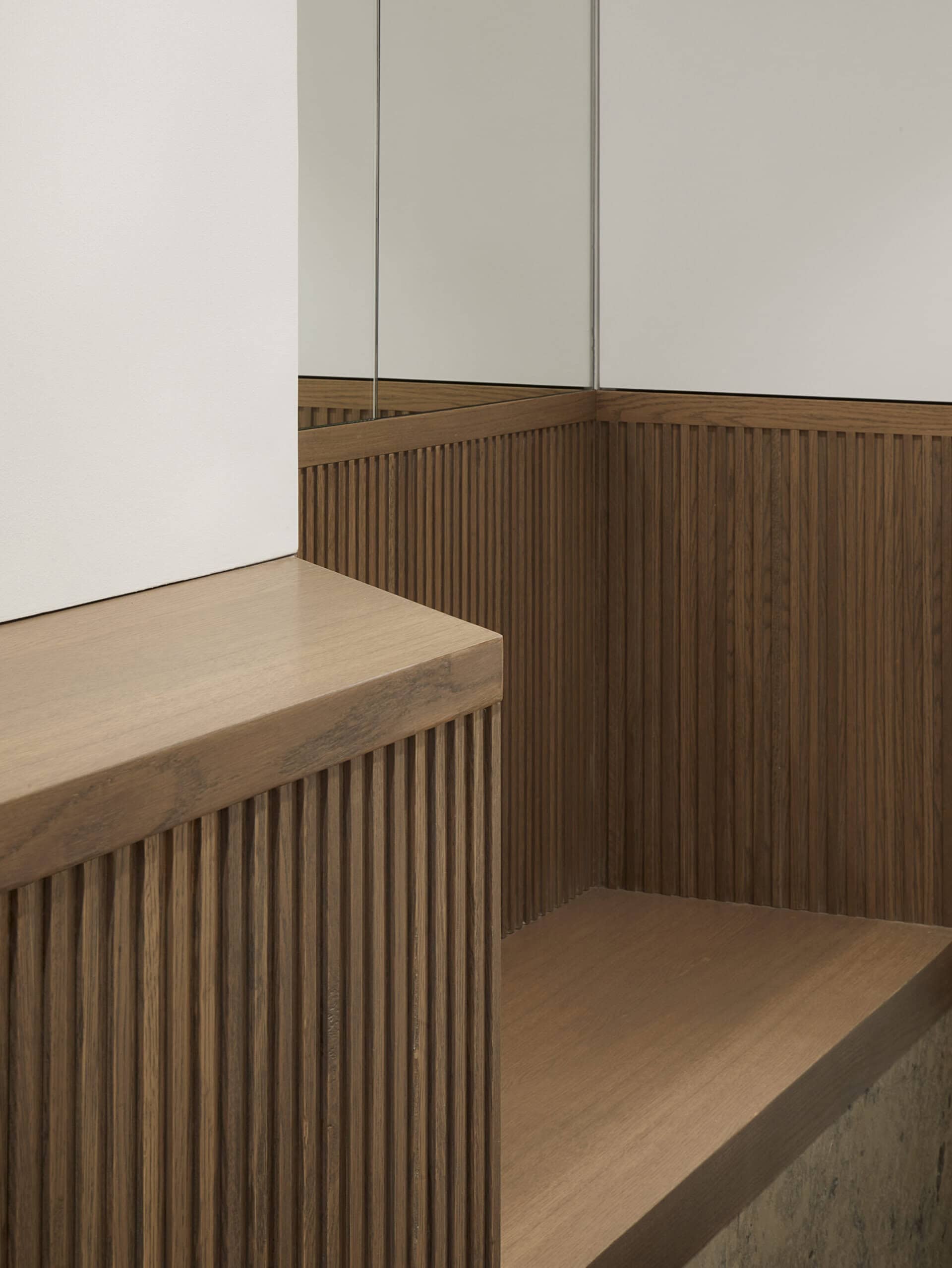 Built-in bench and timber joinery.