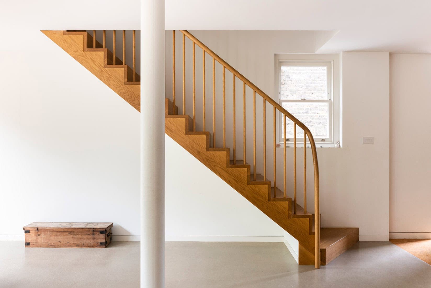Timber stair within the house.