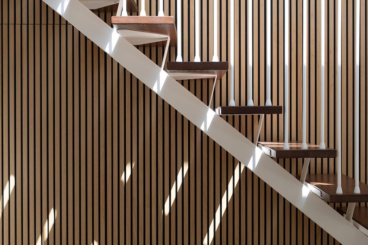 The stair and timber screen in detail.