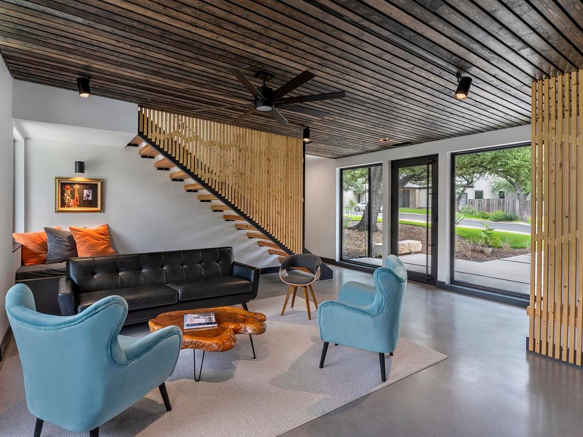 Living room opening towards the covered terrace