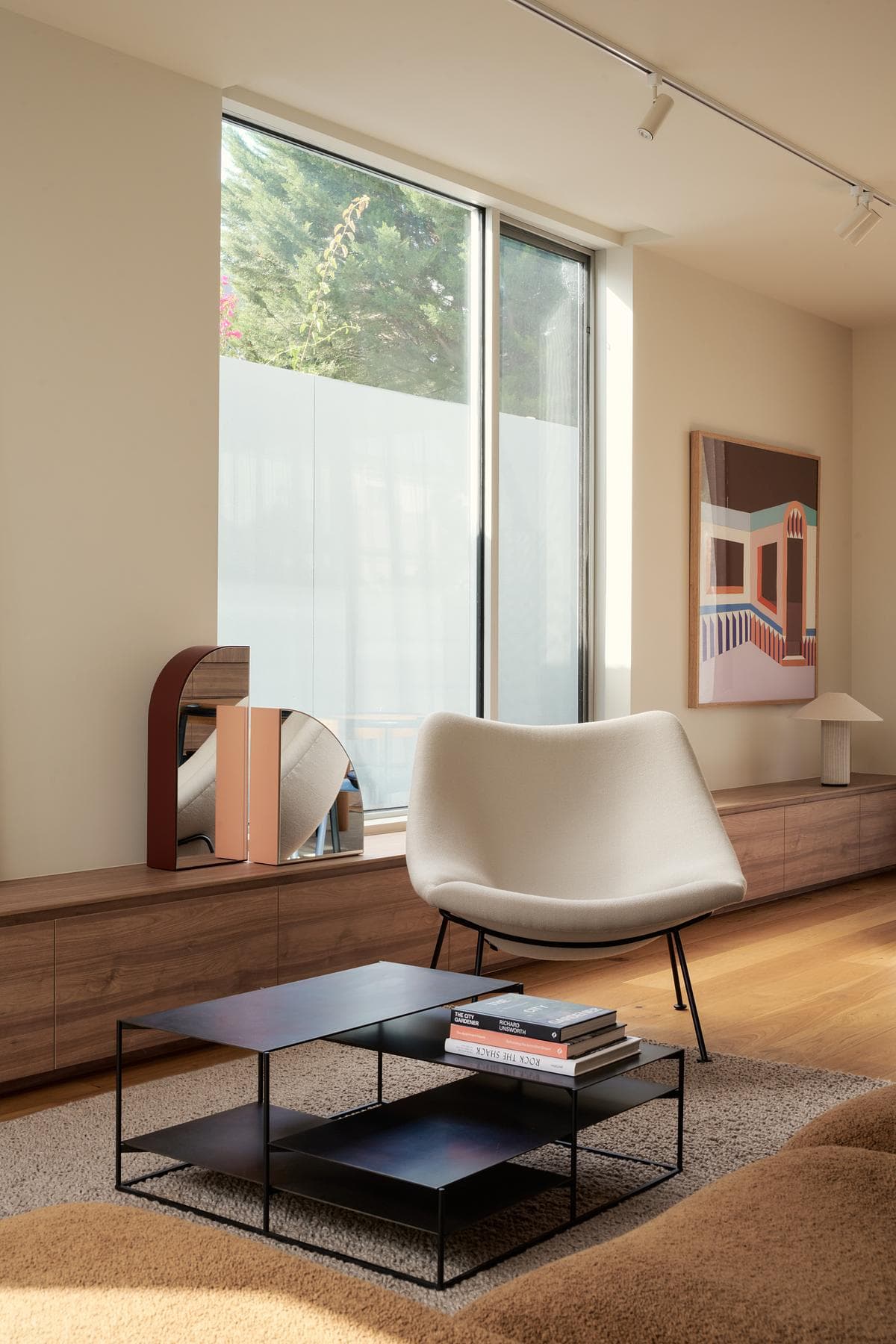 Sitting area beside the new full-height glazing