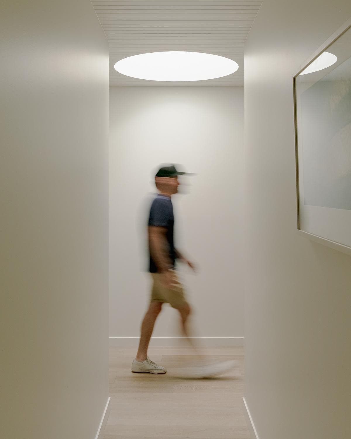 Entrance passage beneath a circular skylight