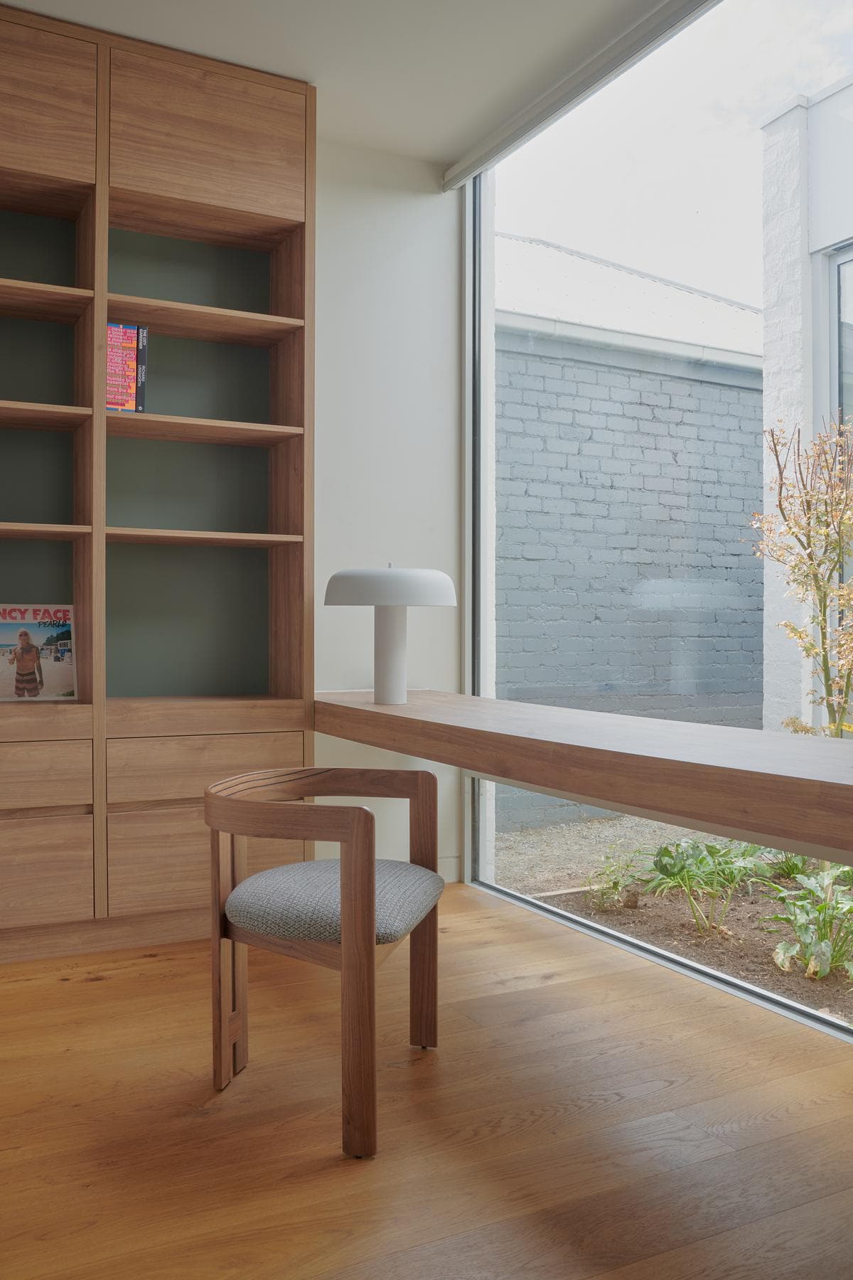 Home office joinery beside the planted courtyard