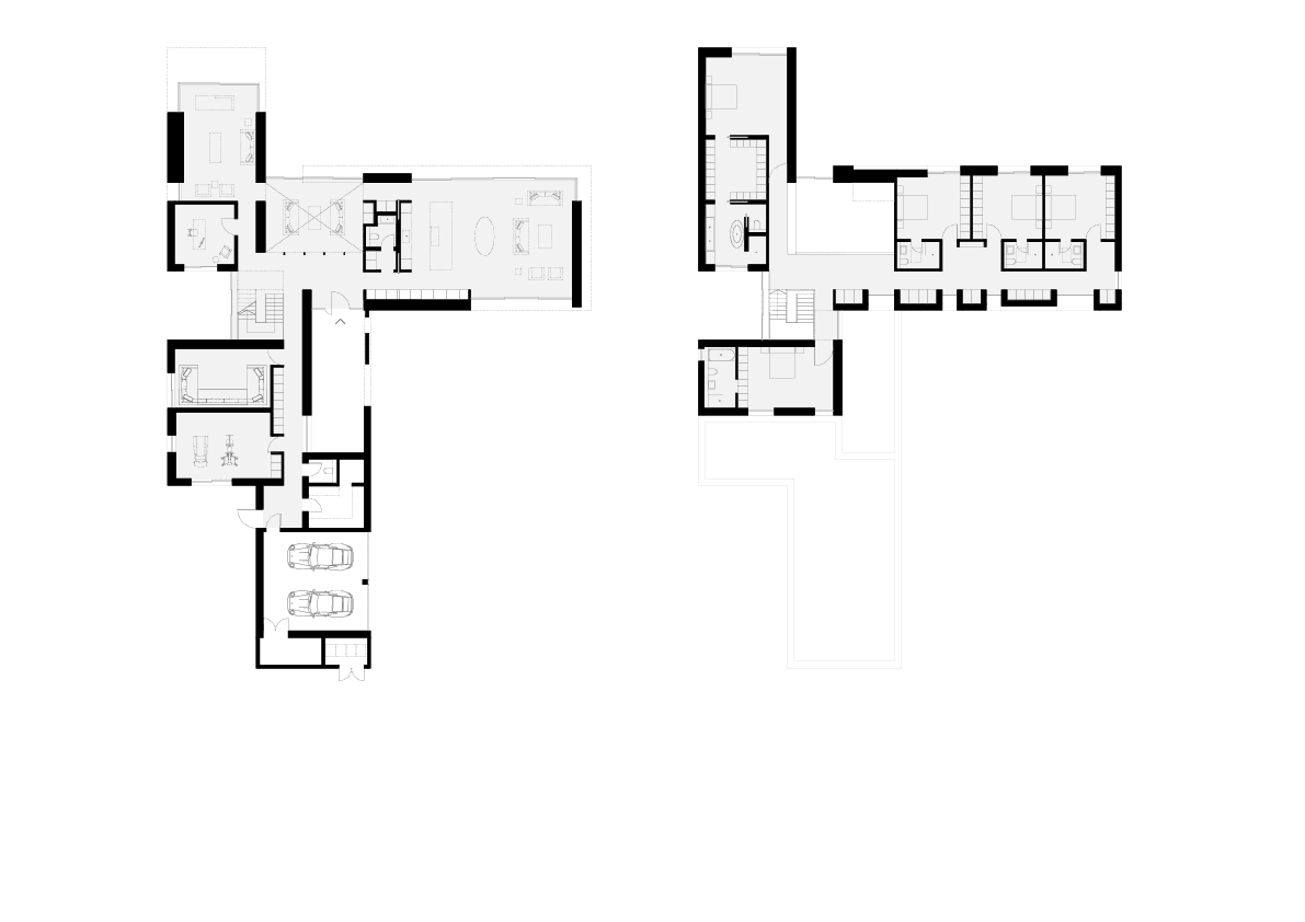Ground and first-floor plans supplied by Gregory Phillips Architects