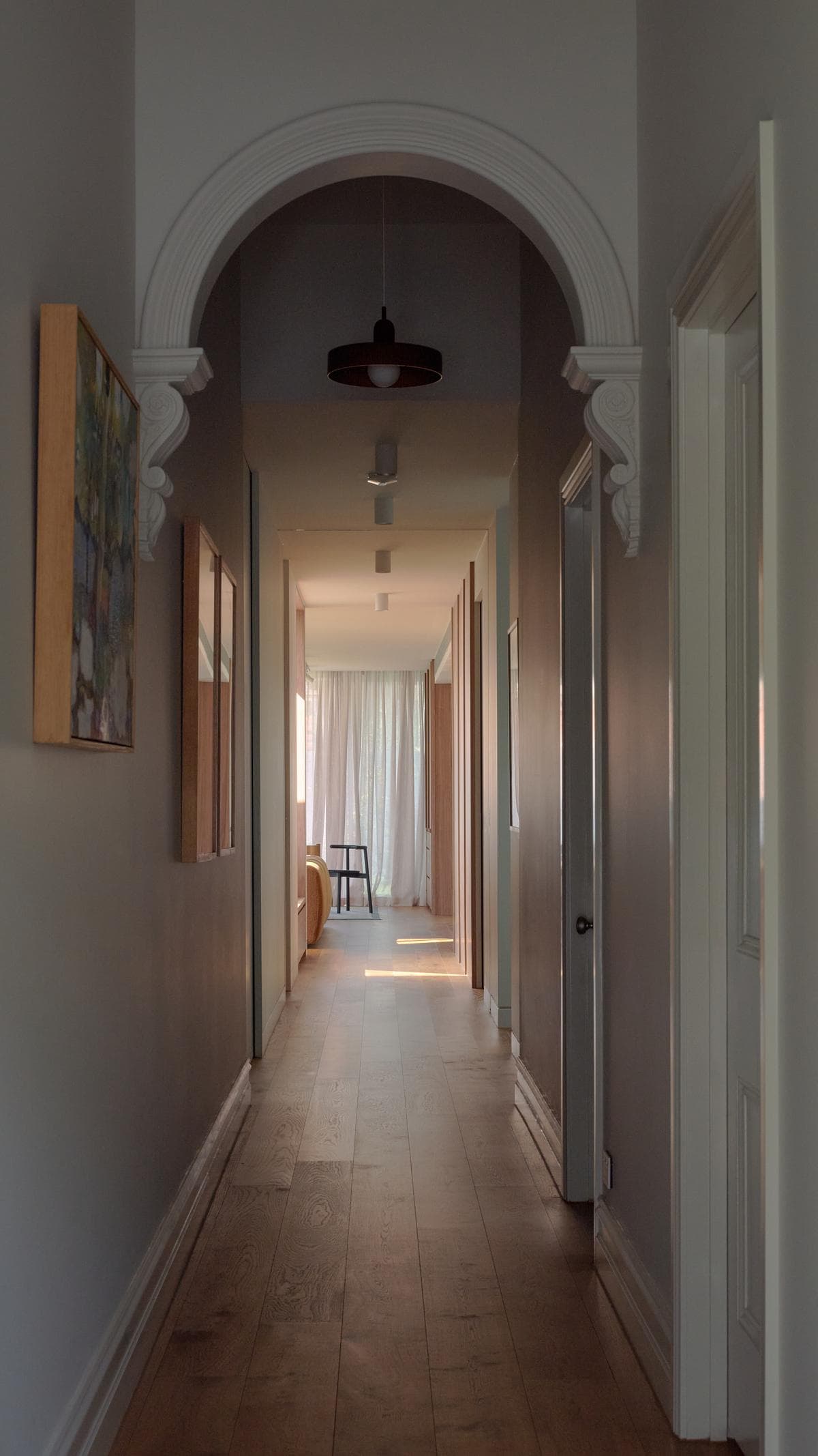 Hallway through the retained front rooms