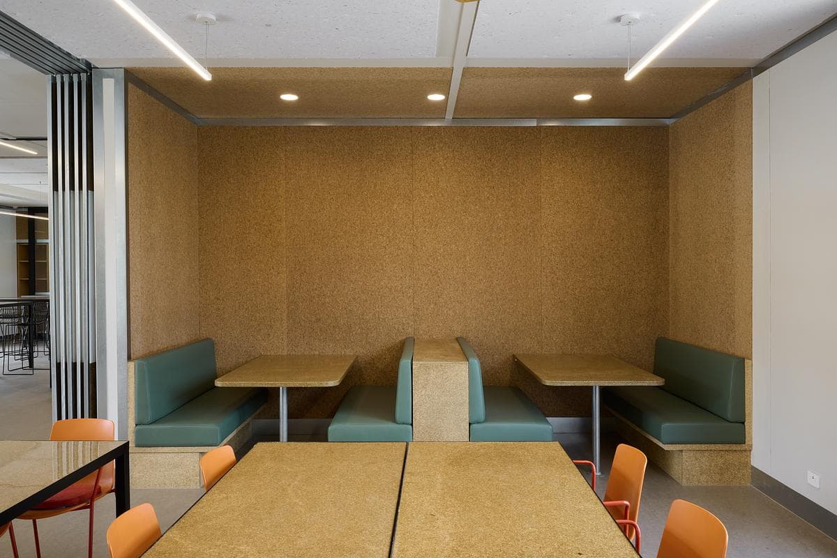 Small learning booths beside the main classroom space