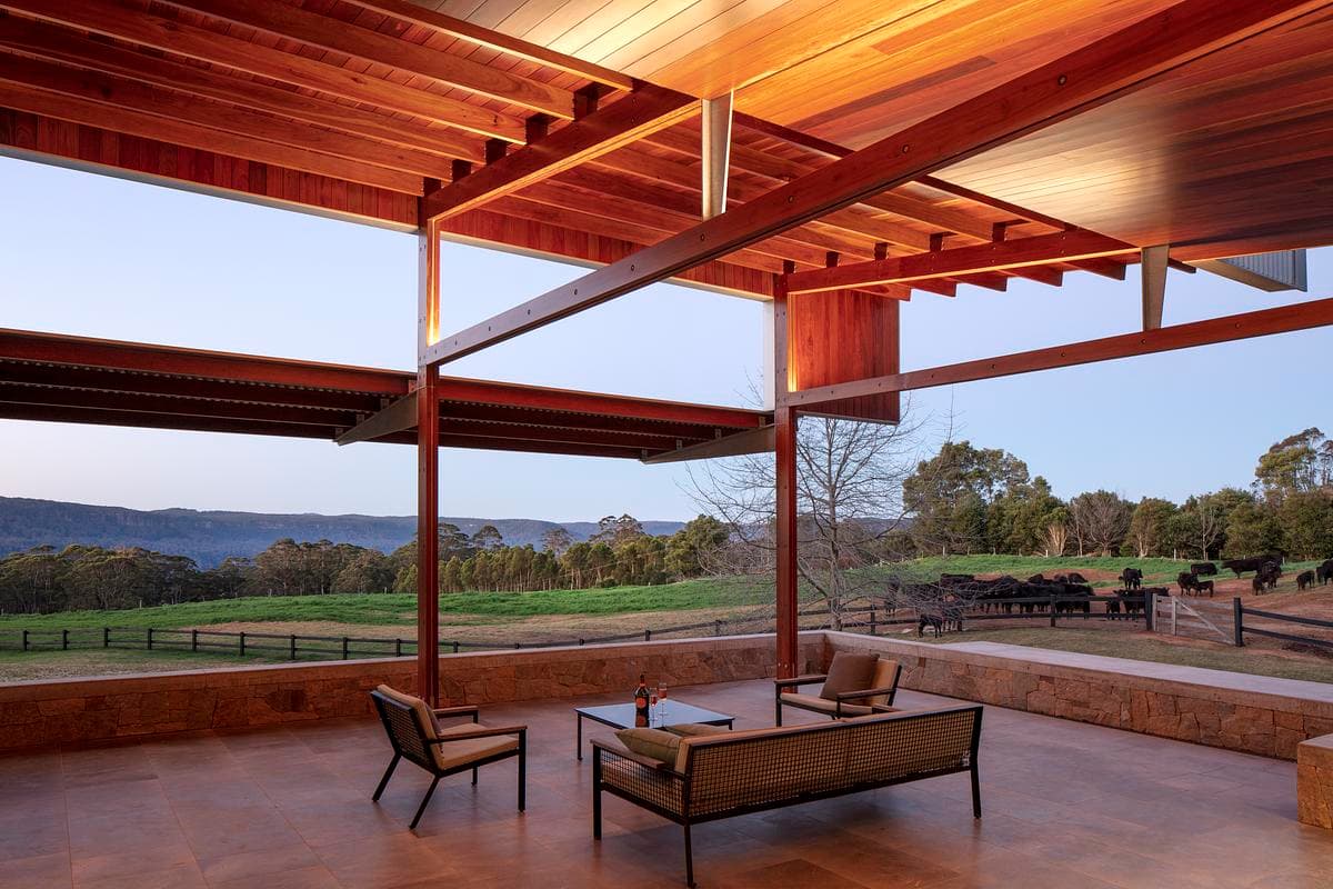 Sheltered outdoor living space overlooking the valley.