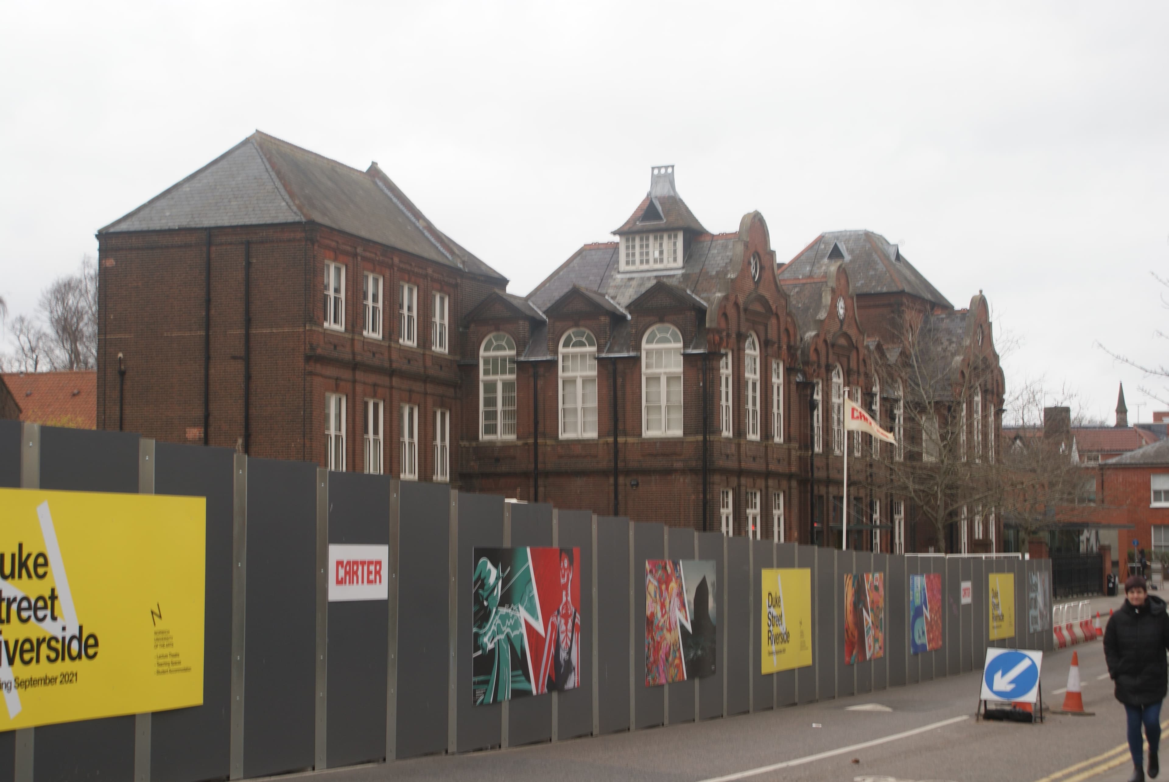 Norwich University of the Arts from Duke Street, photographed in 2020.