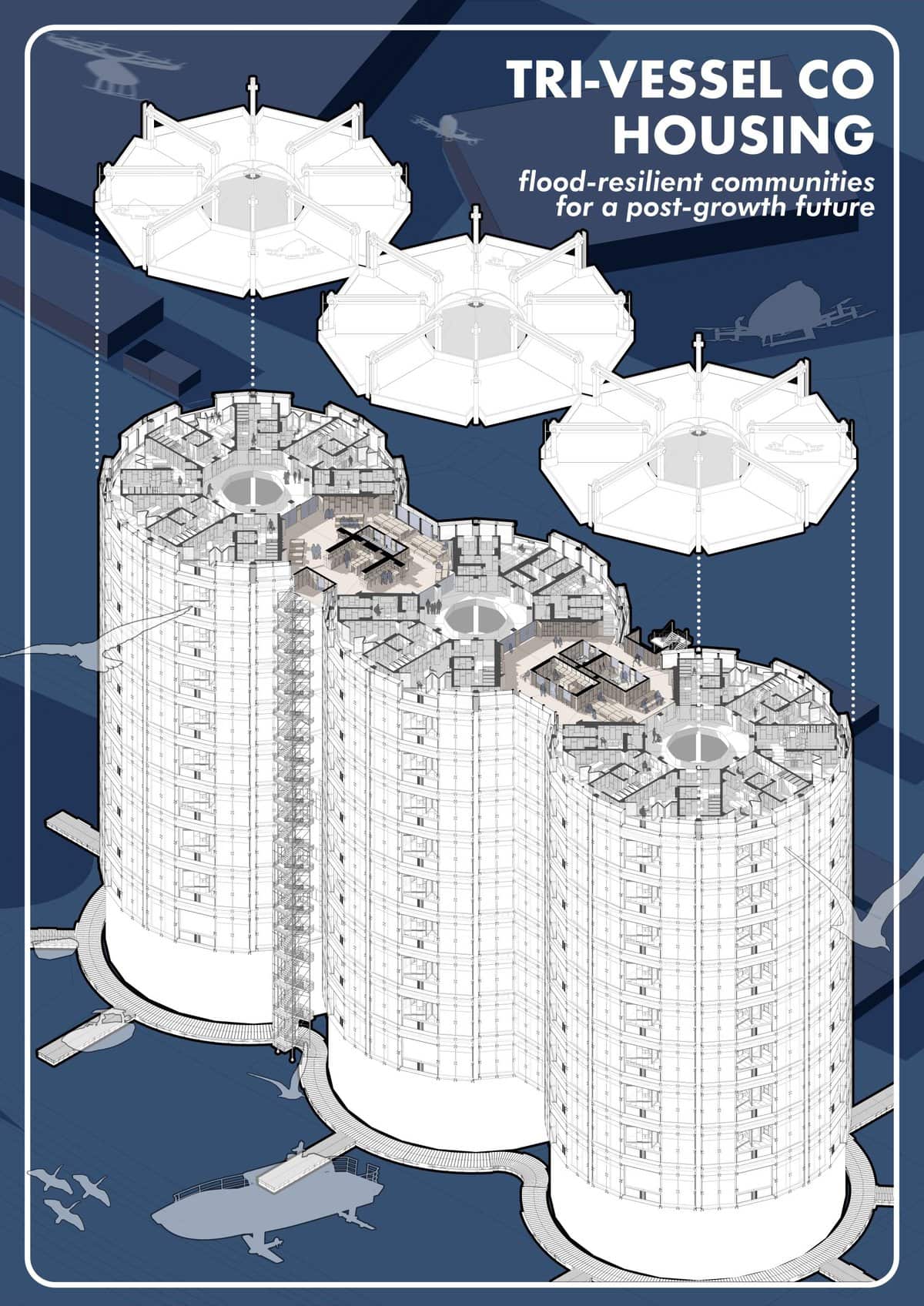 Tri-Vessel Co Housing, image 1, work by Faaris Parker