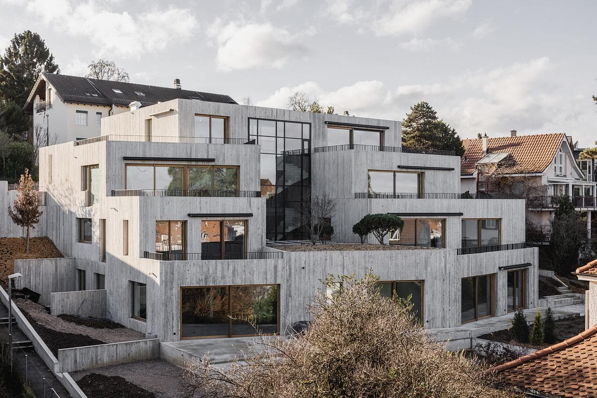 Hasenrainstrasse: apartments and terraces step down the hillside