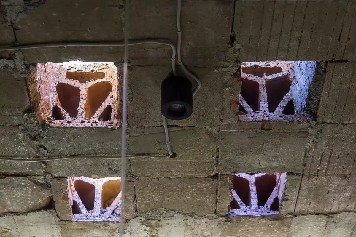 Small rooflight openings illuminate the exposed ceiling structure.