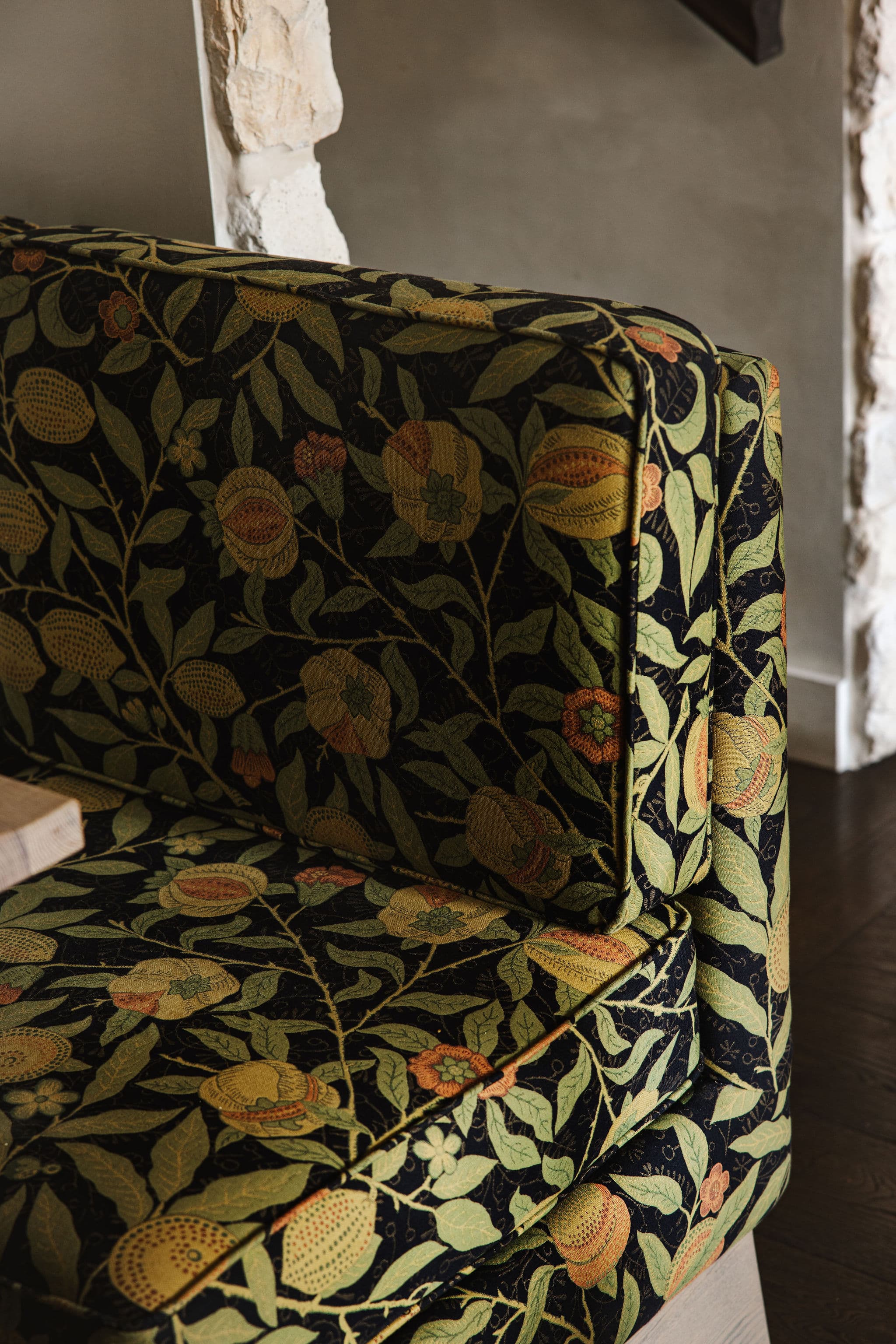 Tapestry upholstery brings pattern to the bespoke seating.