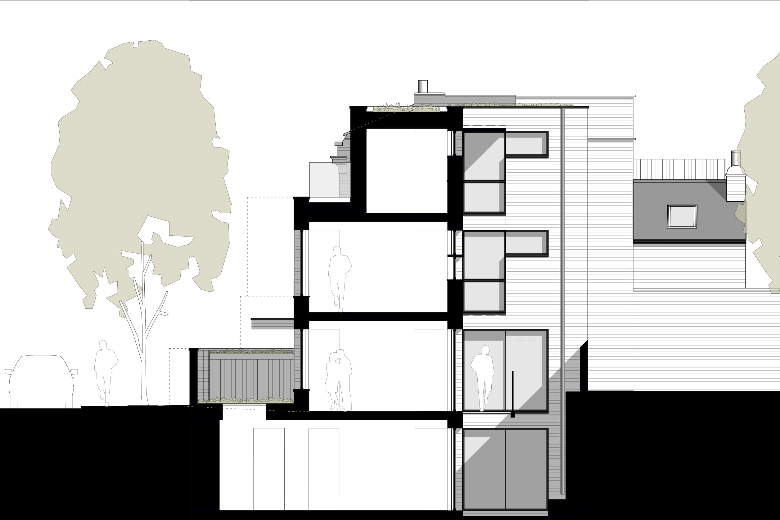 A section through the proposed house.