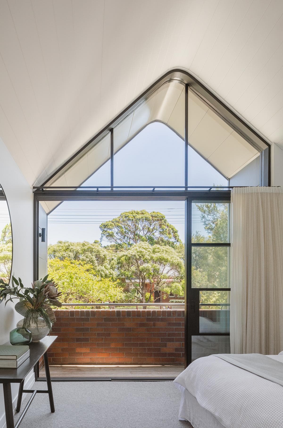 The gabled roof gives the upper room additional light and height.