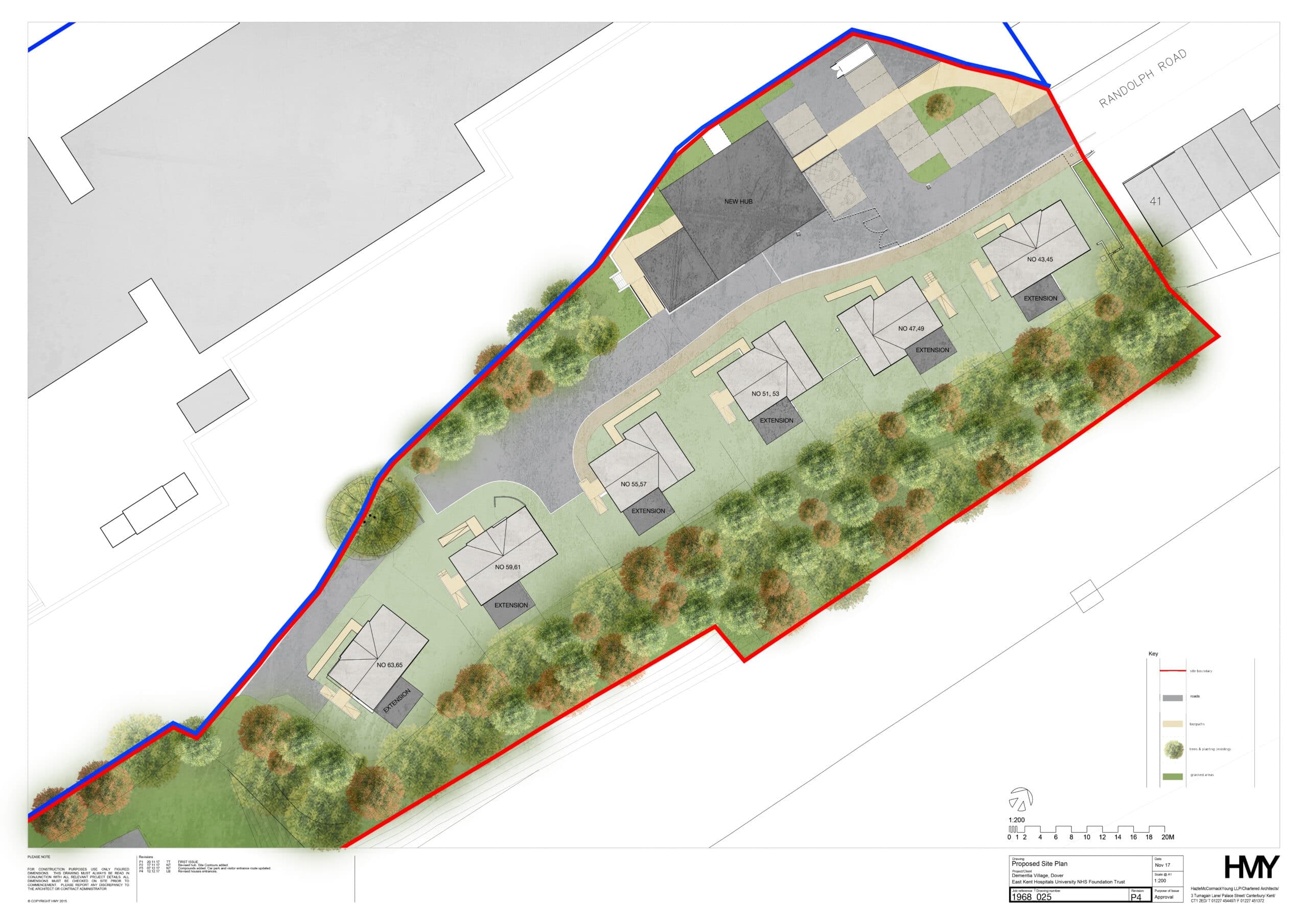 Site-plan drawing showing the layout and surroundings.
