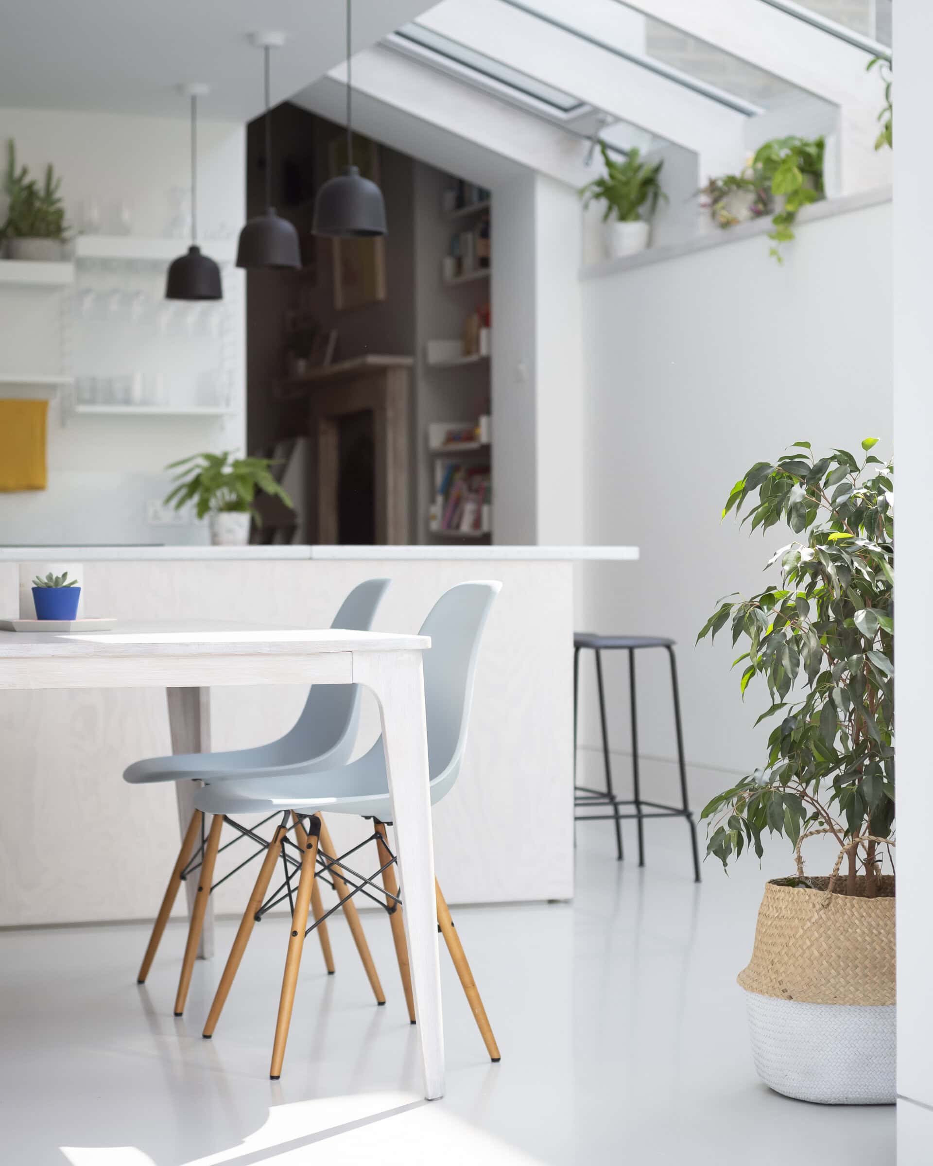 White interior and rear extension.