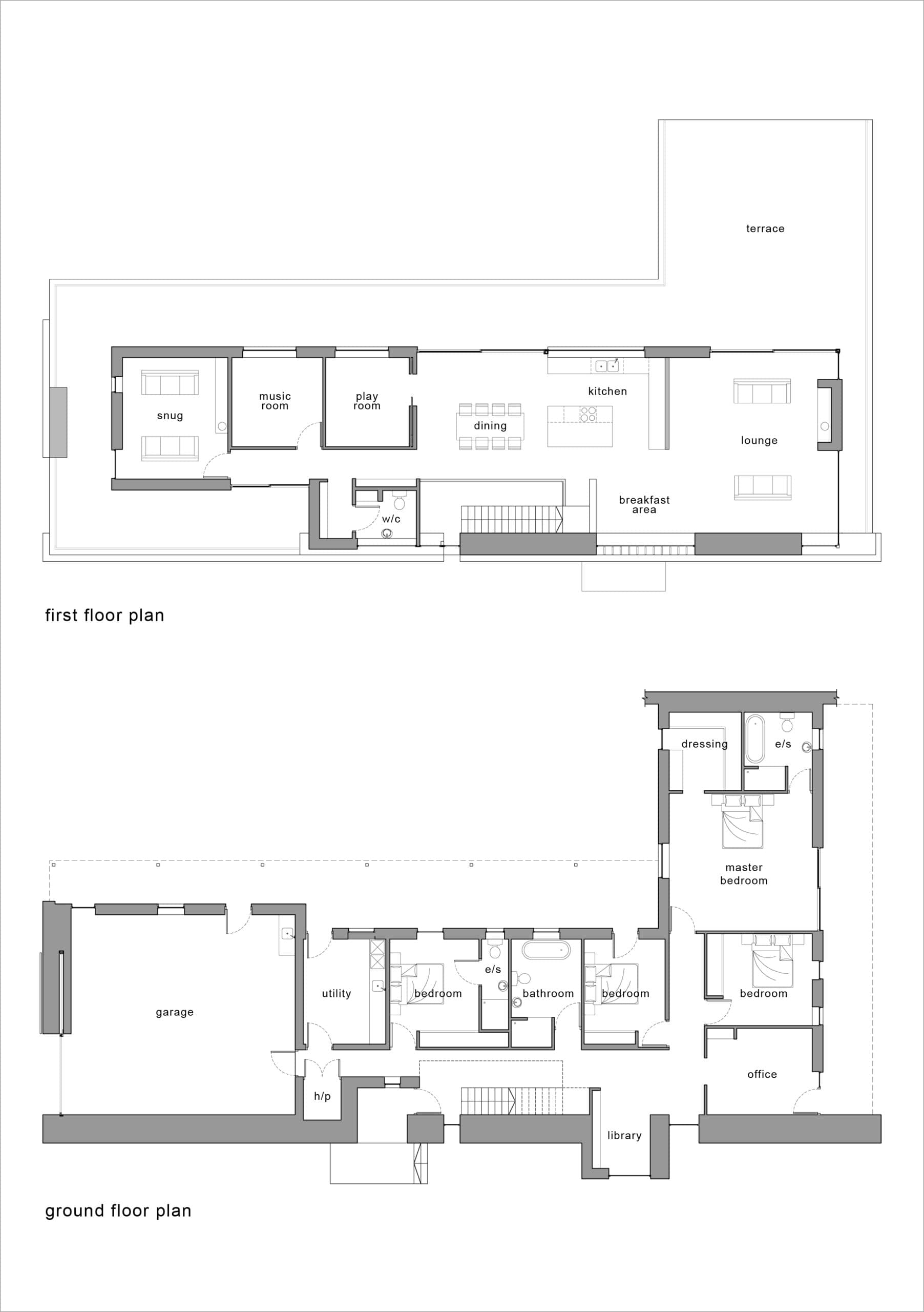 Floor-plan drawings of the house.