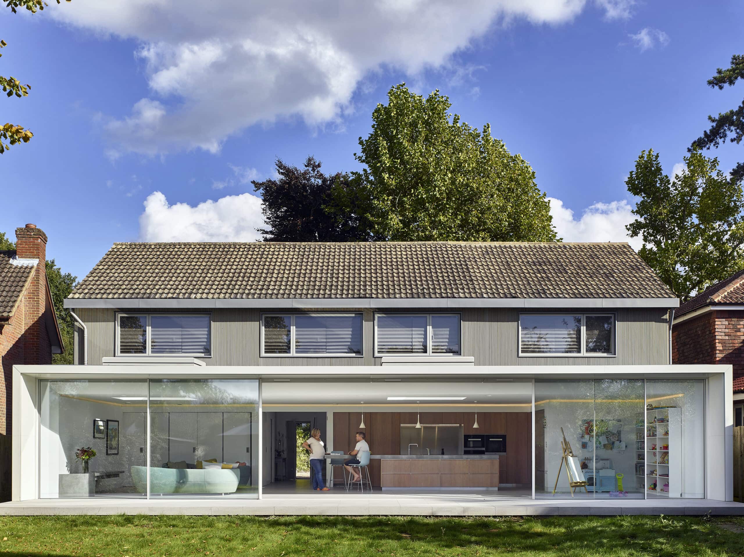 Rear of the house and its glazed extension.