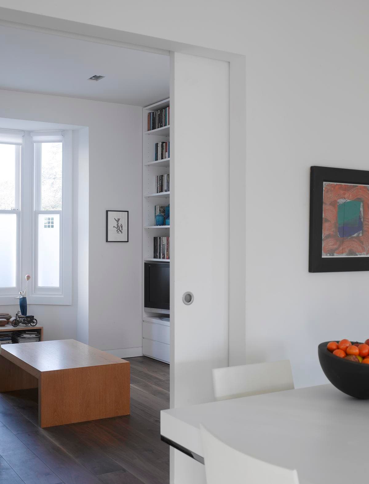 Living and dining area facing the garden.