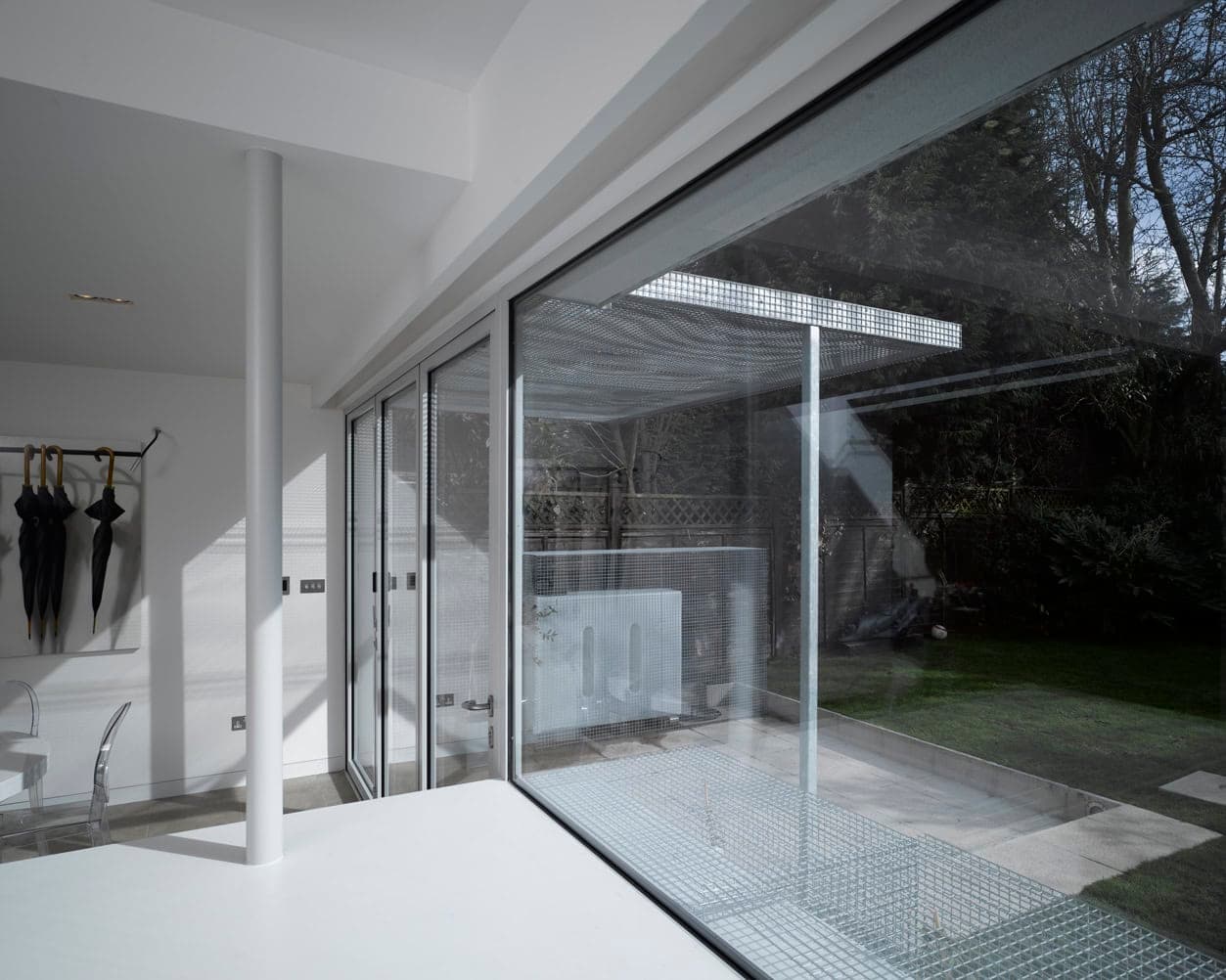 Glazed roof and courtyard.