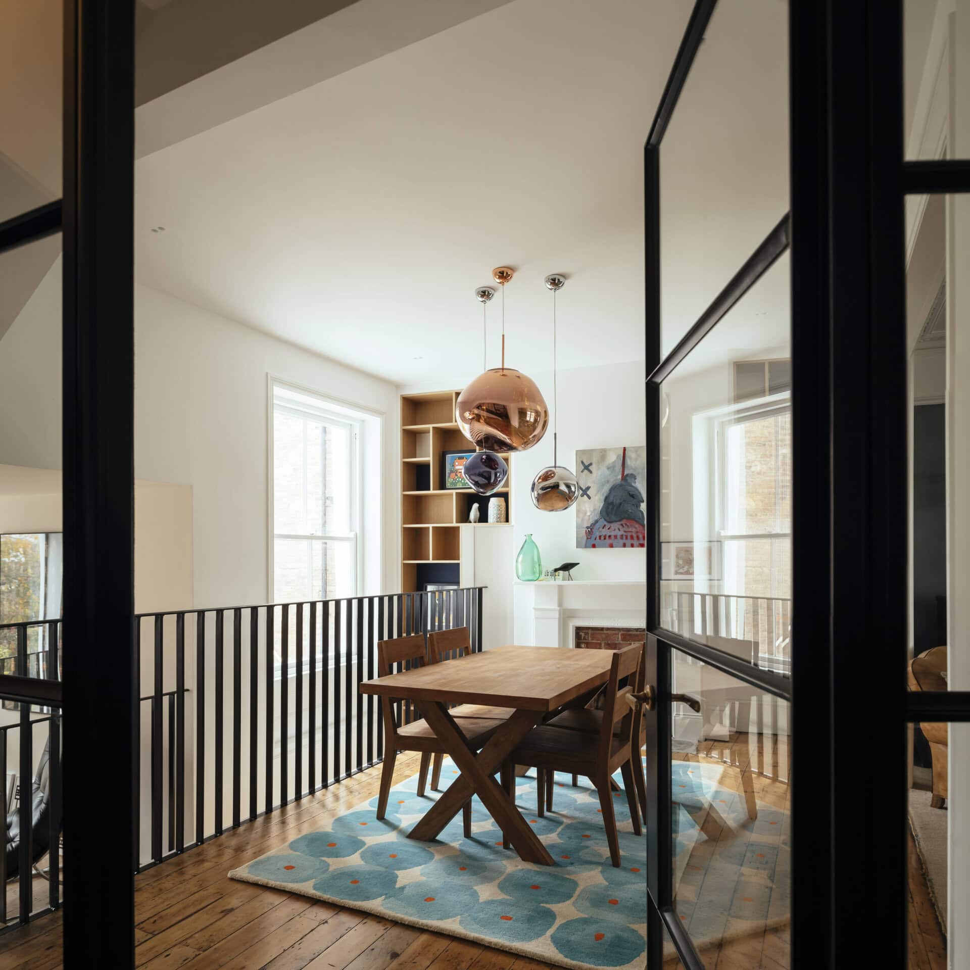 View through the dining and circulation spaces.