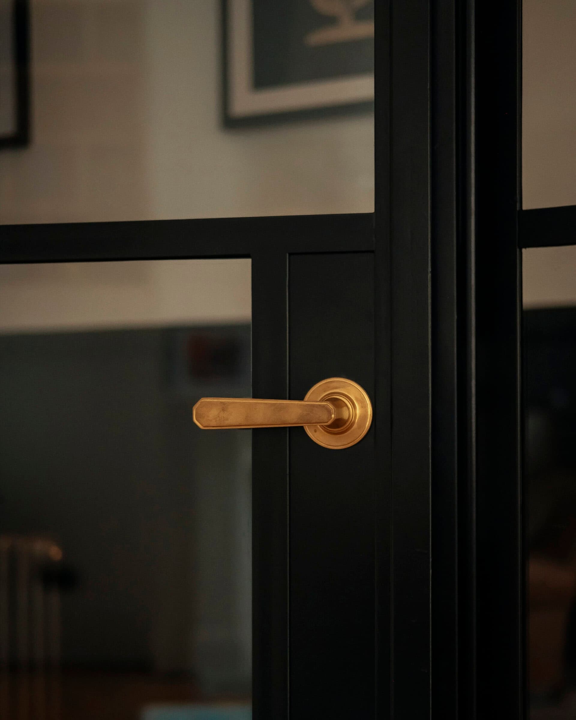 Detail of brass door handles.
