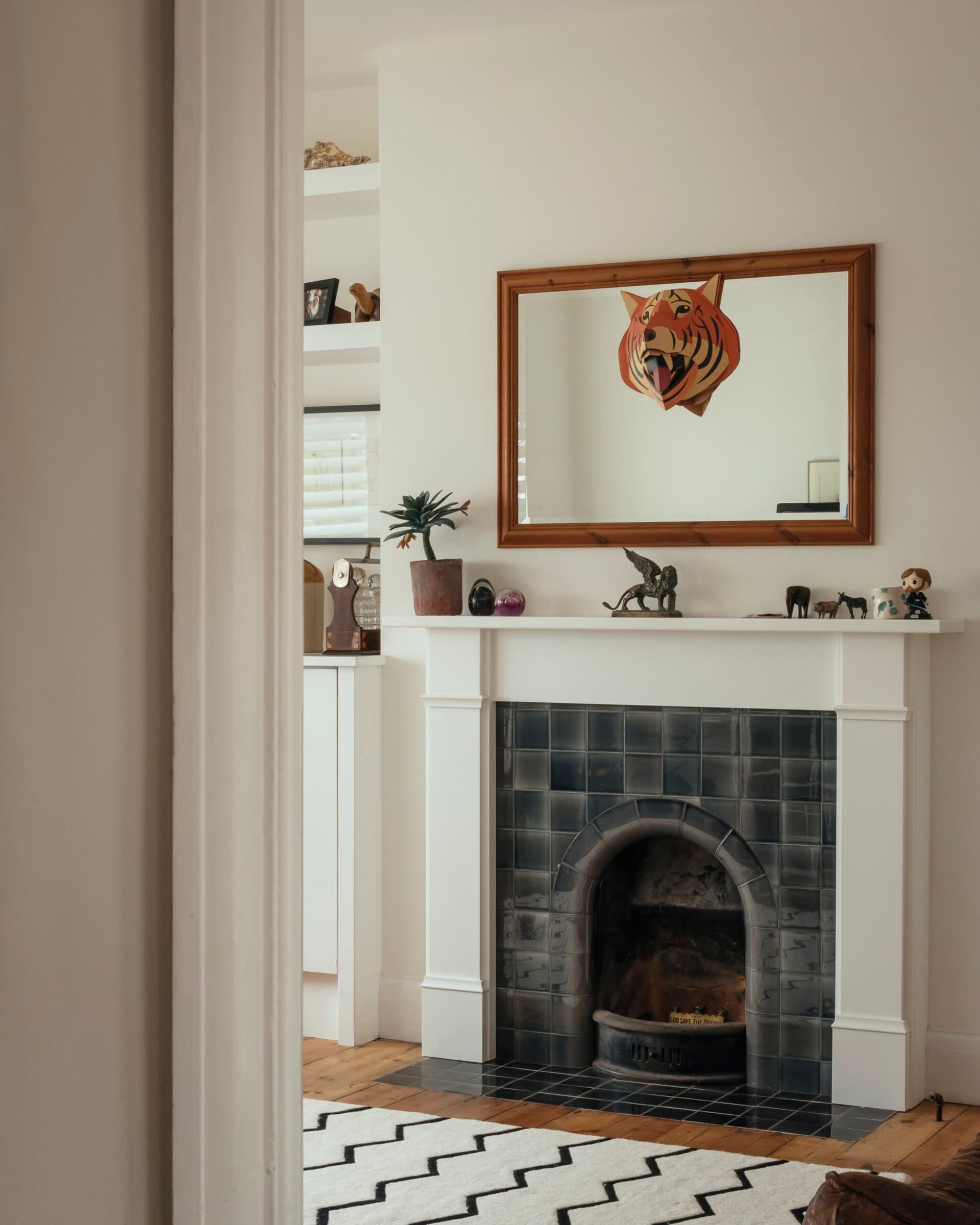 Hearth and wall detail.