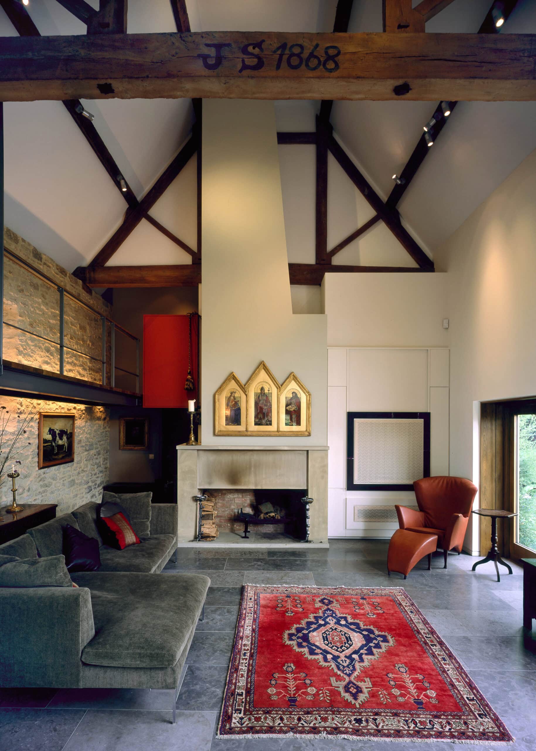 Timber-lined hall.