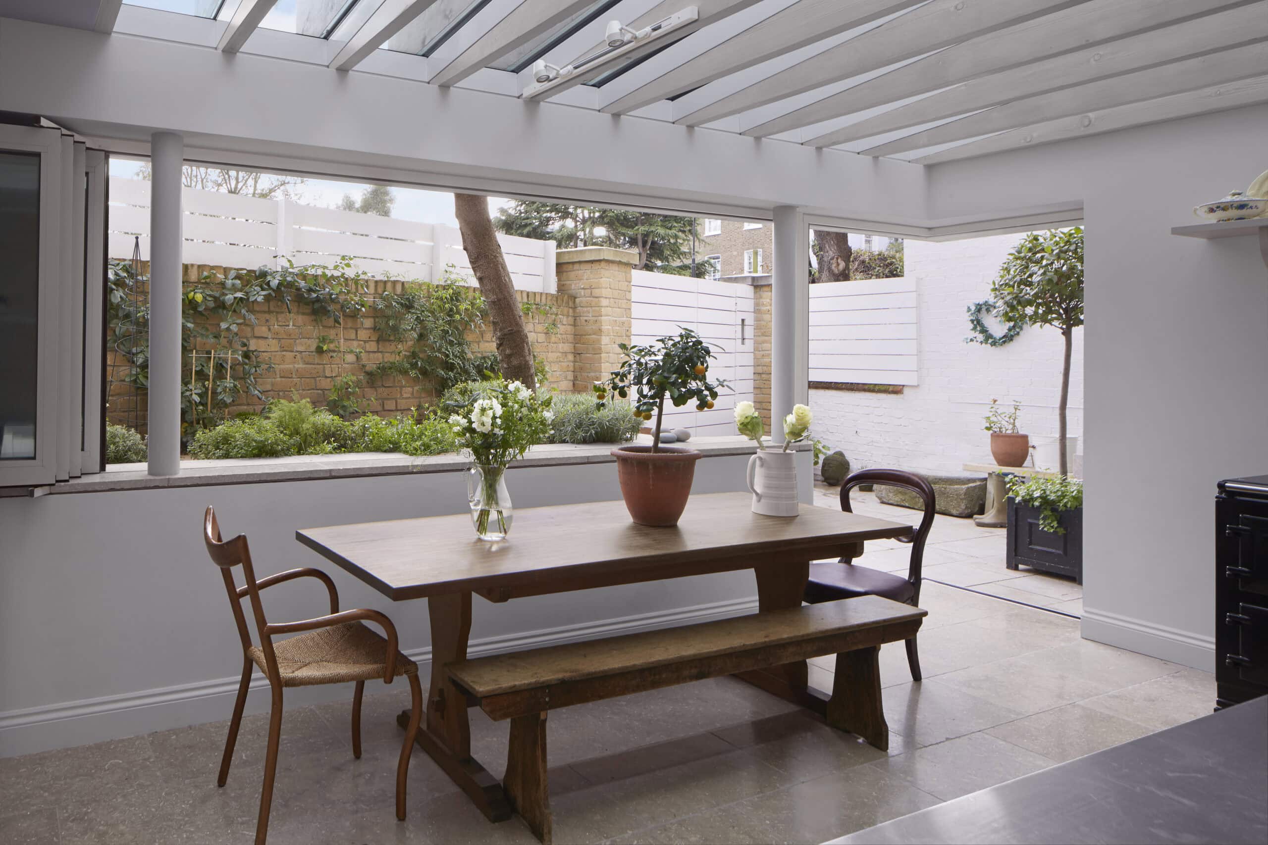 Glazed courtyard beside the dining area.