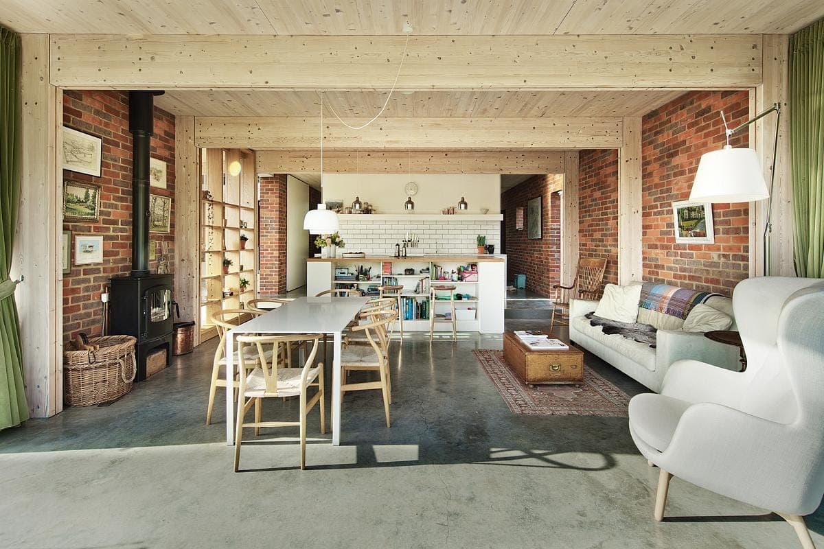 Chic modern living area blending natural elements with contemporary design and inviting decor.