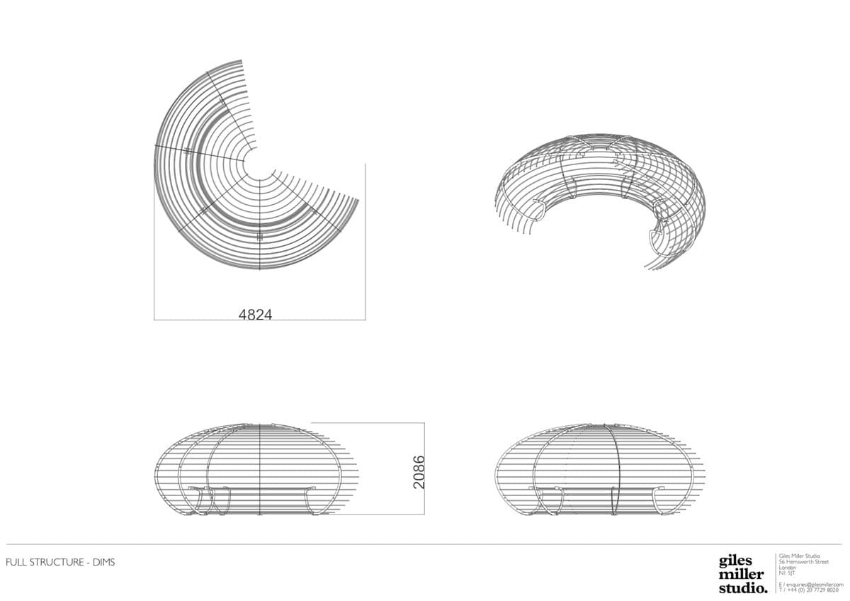 Drawing: elegant wireframe design of modern minimalist furniture in three-dimensional views.