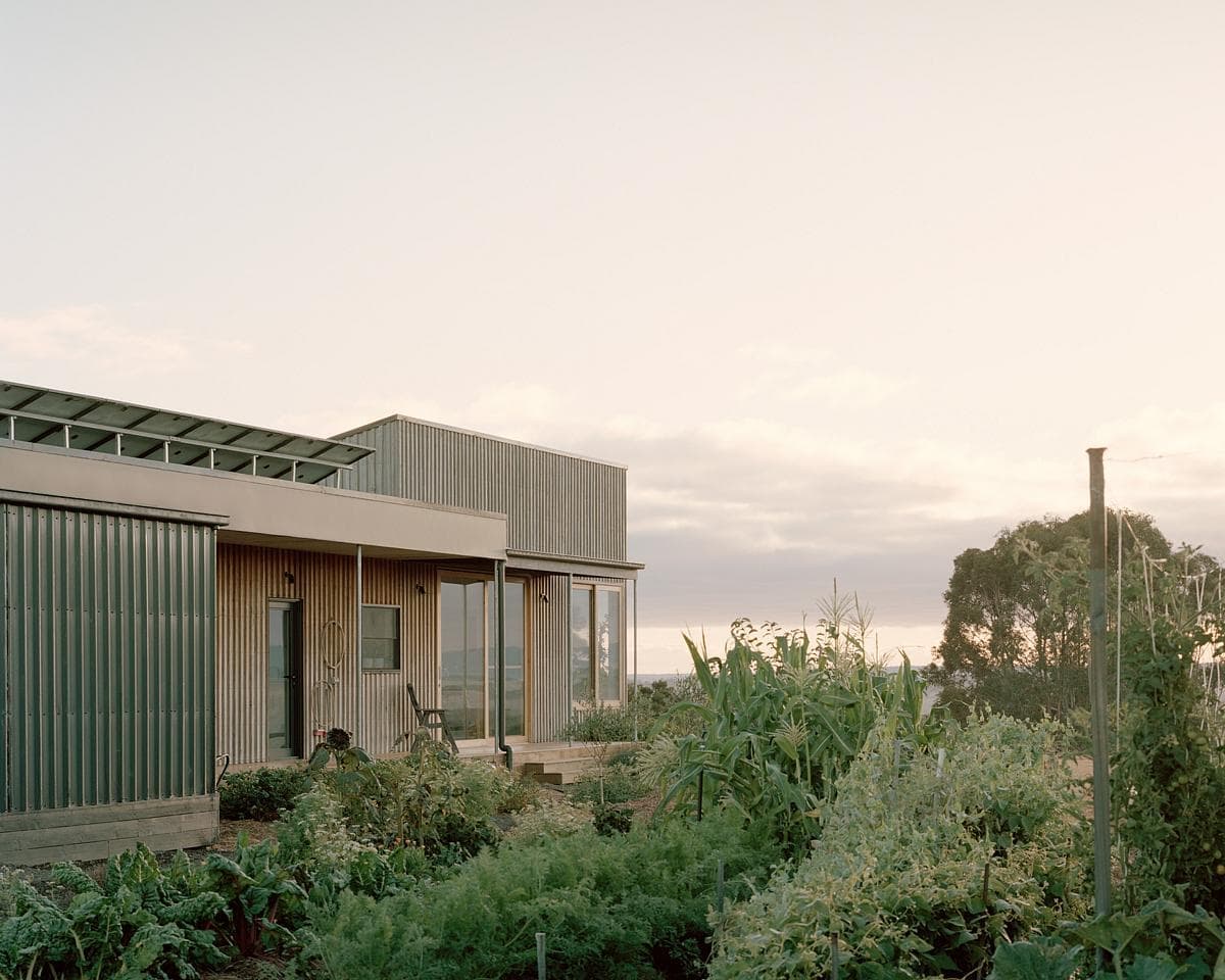 Contemporary eco-home blending modern design with natures beauty in a serene landscape.