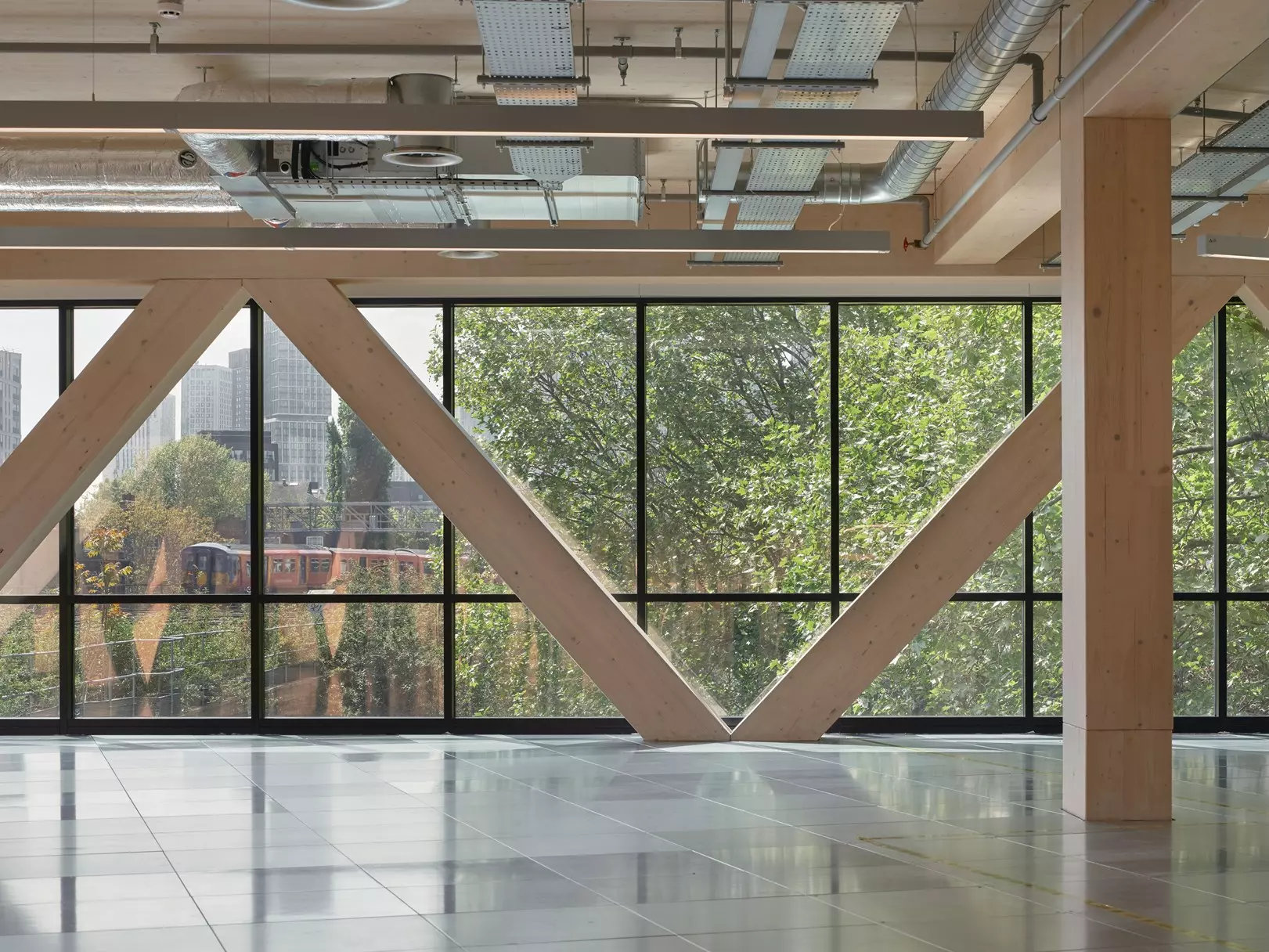 Paradise SE11, timber structure and park-facing workspace