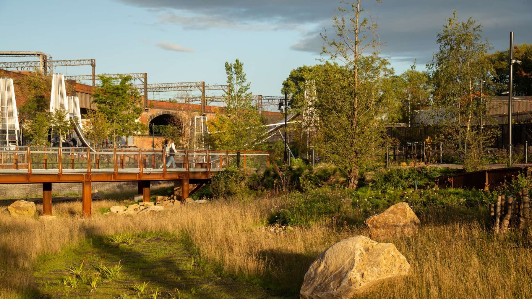 Mayfield Park, bridge and play landscape