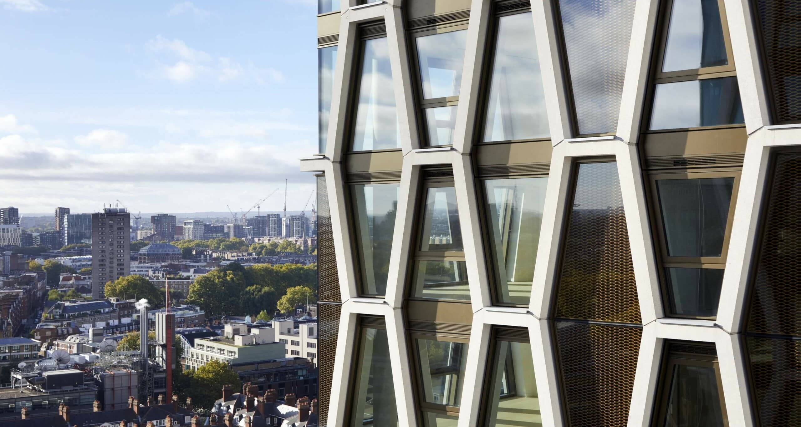 The Broadway's faceted exterior overlooking Westminster