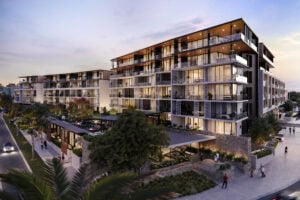 East Village Karrinyup residences at dusk by Hames Sharley, Perth
