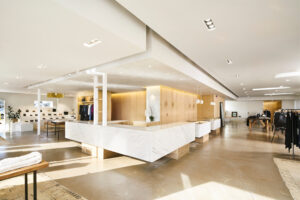 Kick Pleat boutique interior in Austin, Texas, by Chioco Design