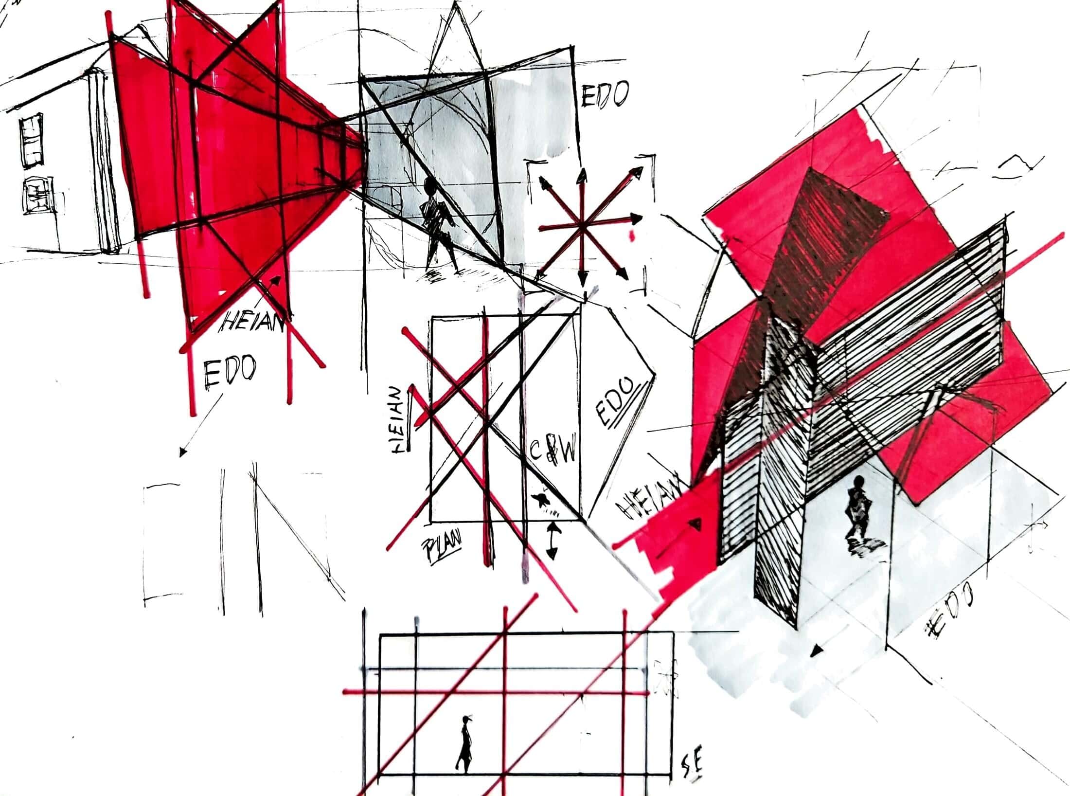 Bushido in Space exhibition and retail design drawing by Callum Plumb