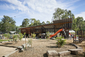 Eltham North Playground angled roof viewed from the north