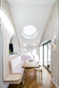 Twin-pitched timber-clad extension on Green House by FAB Architects, Croydon, photographed by Gareth Gardner