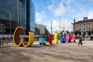 Welcome to Watford gateway oversized letters by Dallas-Pierce-Quintero
