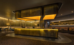 Miranda Events Cinema by Indyk Architects, Sydney - Concourse Red Curtain super graphic