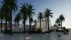 NAME architecture project render, night view