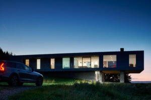 Upper Parkbrae timber and glass house cantilevered above the landscape, Aberdeenshire