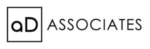 Minimalist logo of Ad Associates featuring aD inside a square and ASSOCIATES beside it.