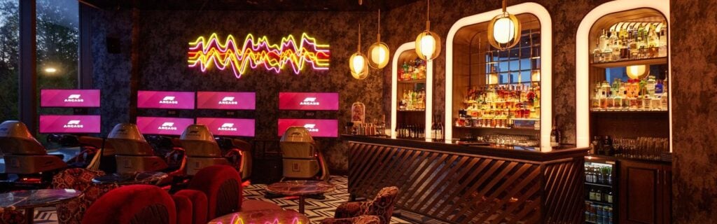 F1 Arcade London interior designed by Anamo Design Studio