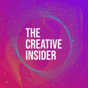 Vibrant abstract design with The Creative Insider in bold white text, colourful gradient background.