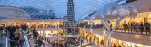 Trinity Leeds shopping centre by Landsec at twilight